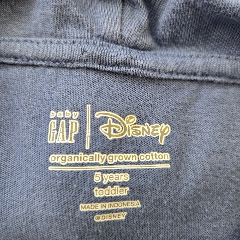 Baby‎ Gap X Disney Hooded Mickey Mouse T-shirt  Size 5T Blue Organic Cotton